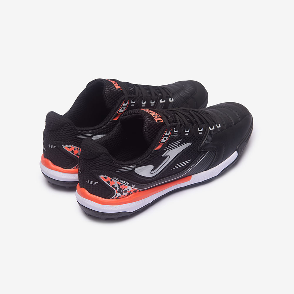 Chuteira de Society Joma Liga 5 Masculina Preto e Vermelho-3