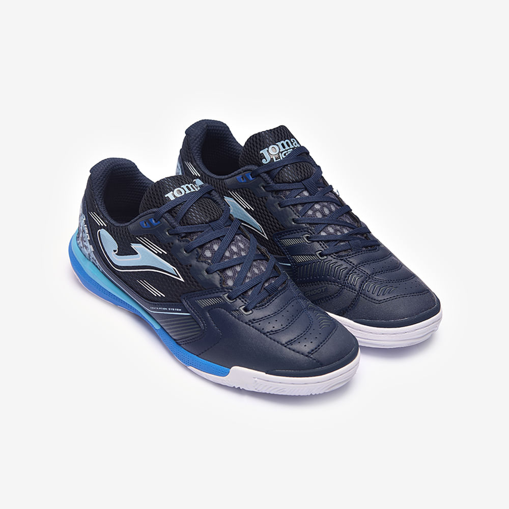 Chuteira de Futsal Joma Liga 5 Masculina Preto e Azul-2