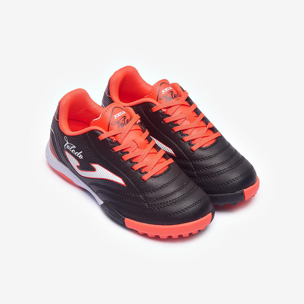 Chuteira de Society Joma Toledo Infantil Preto e Vermelho-2