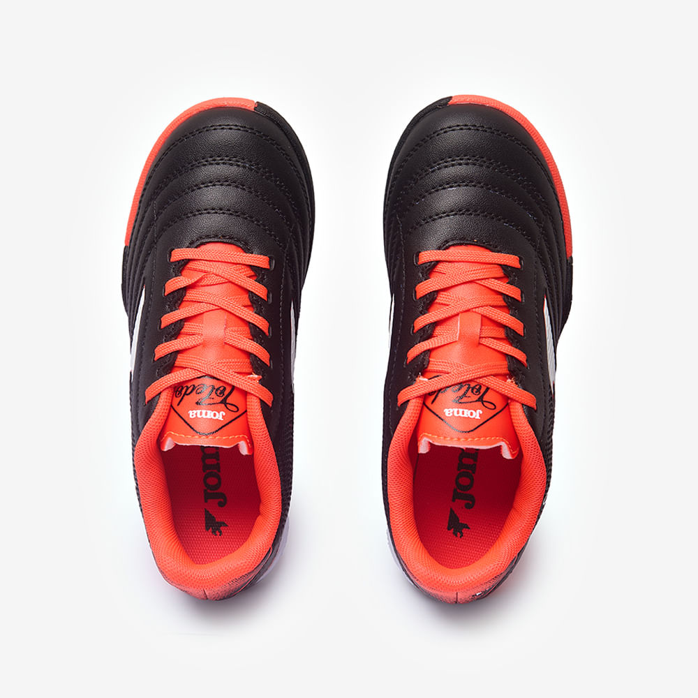 Chuteira de Society Joma Toledo Infantil Preto e Vermelho-4