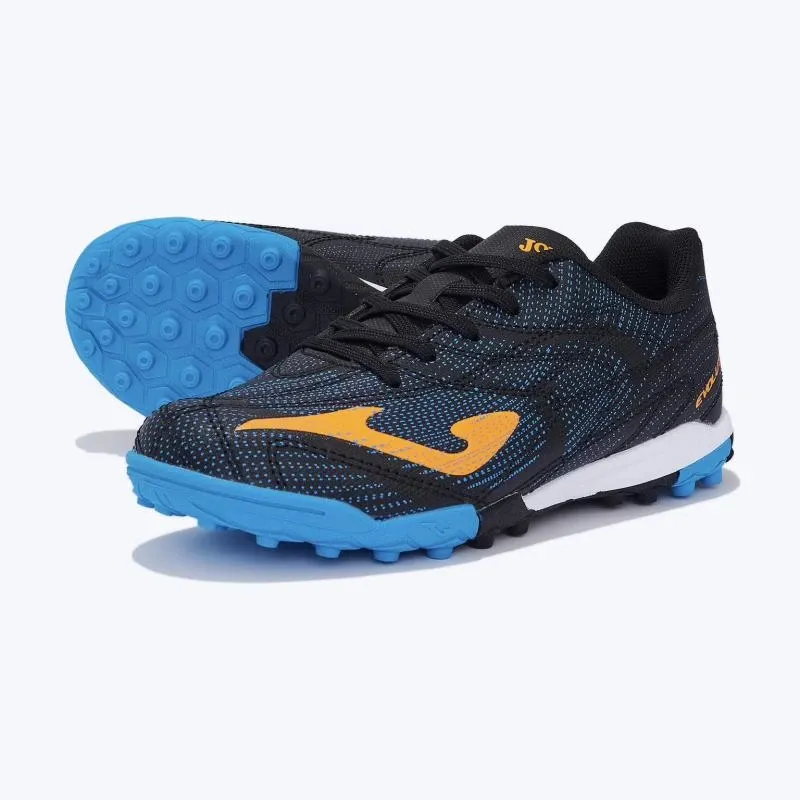 Chuteira de Society Joma Evolution Infantil Preto e Laranja-1