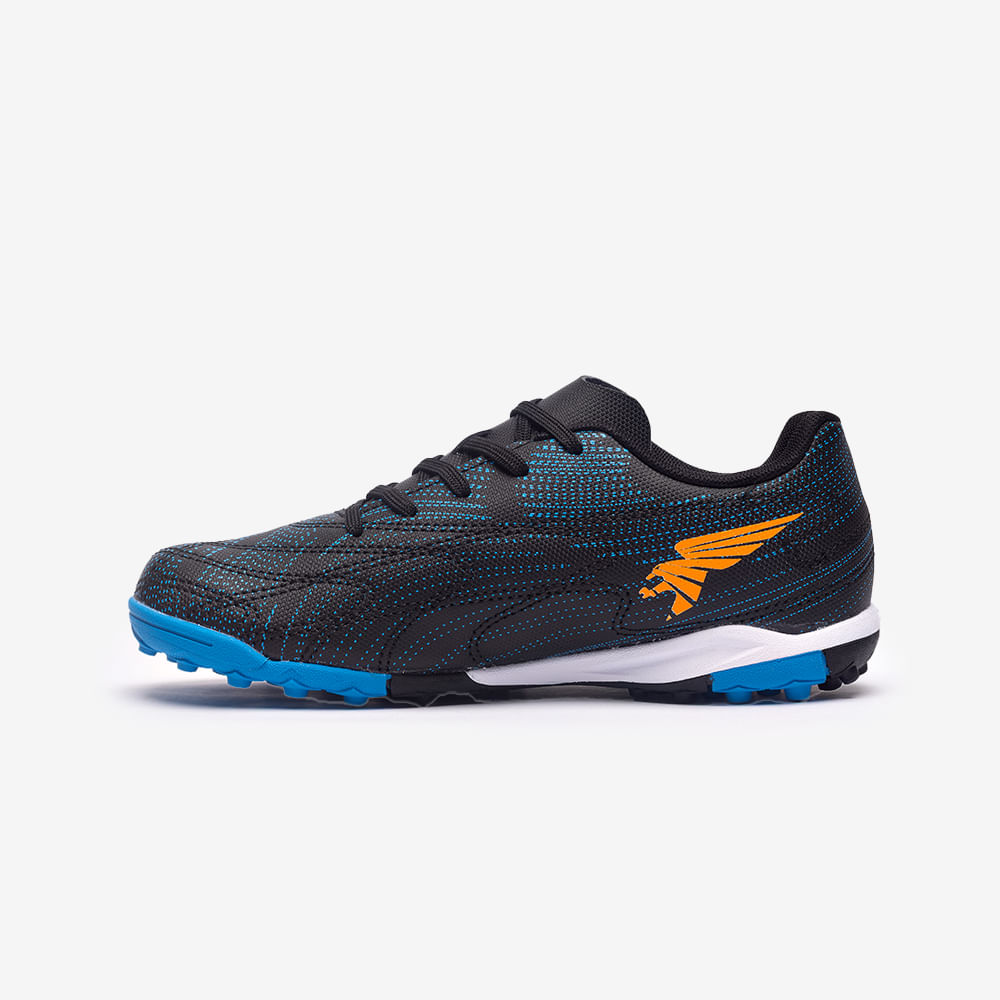 Chuteira de Society Joma Evolution Infantil Preto e Laranja-1