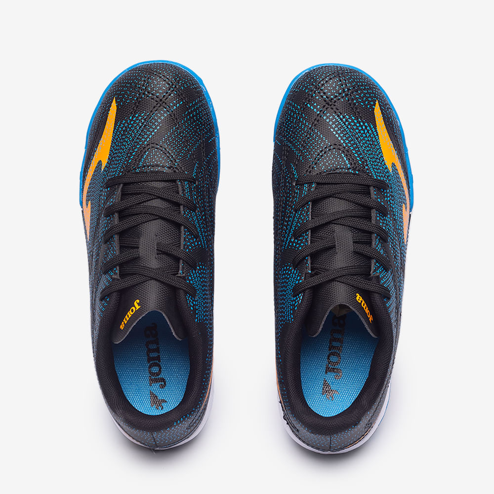 Chuteira de Society Joma Evolution Infantil Preto e Laranja-4