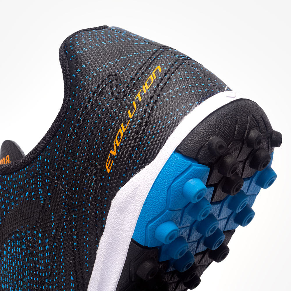 Chuteira de Society Joma Evolution Infantil Preto e Laranja-6