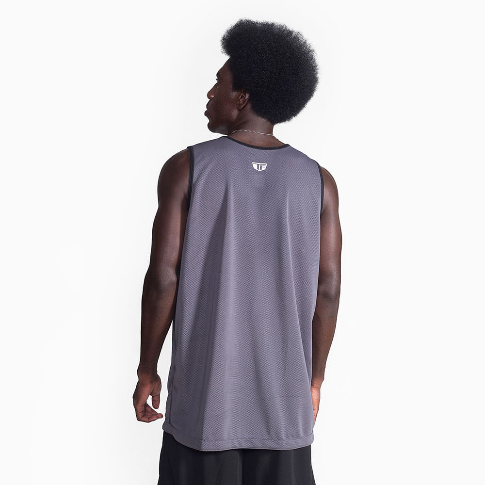 Regata Spalding Dupla Face Masculina Preto e Cinza-3