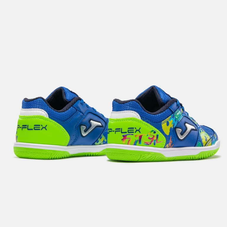 Chuteira de Futsal Joma Top Flex Infantil Azul e Verde-1