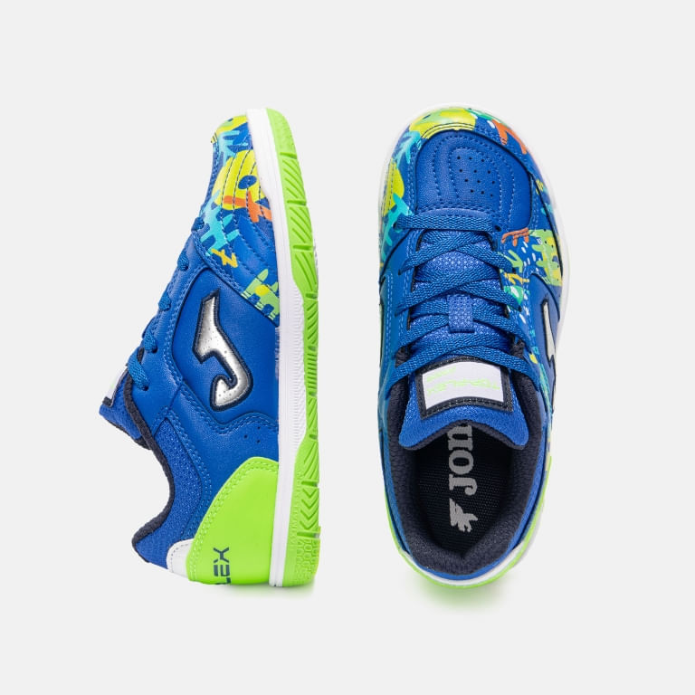 Chuteira de Futsal Joma Top Flex Infantil Azul e Verde-2