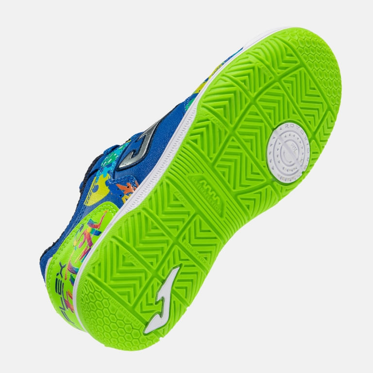 Chuteira de Futsal Joma Top Flex Infantil Azul e Verde-4